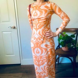 Long Sleeve Mesh Maxi Dress